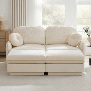 English Elm Chenille Cloud Loveseat with Quilted Back Pillows Deep Seat Comfort for Living Room W714S01749