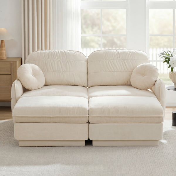 English Elm Chenille Cloud Loveseat with Quilted Back Pillows Deep Seat Comfort for Living Room W714S01749