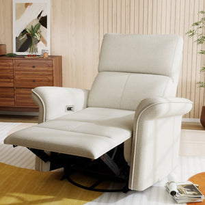 English Elm Power Power Swivel Rocker Recliner Chair with Wide Armrests, Dual USB Charging Ports, Compact Comfort Gray W1028S00054