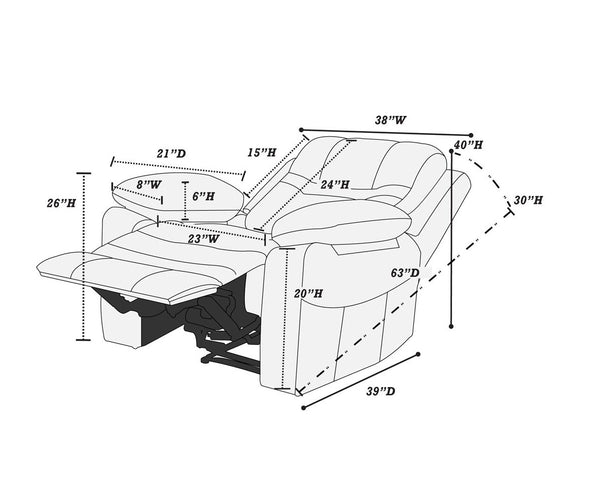 English Elm Contemporary Slate Blue Breathable Leatherette Motion Recliner Chair with Pillow-Top Arms, Glider Rocker, Pine Frame B011P205567