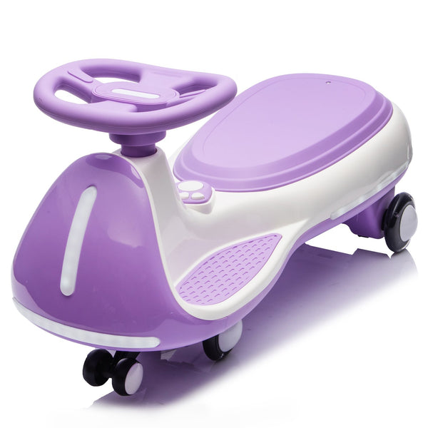 English Elm 12v Kids Ride on Wiggle Car with Dual Motors Led Wheels Bluetooth and Triangular Frame Purple W1578P390193
