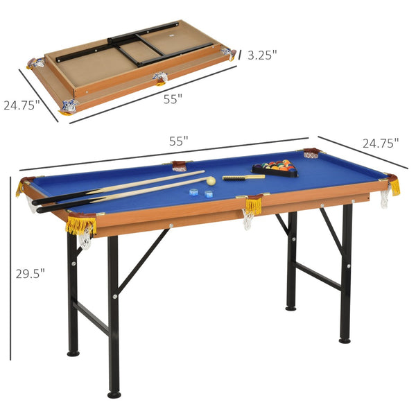 English Elm Soozier 55" Portable Folding Billiards Table - Family-Friendly Pool Game With Complete Accessory Set W2225P217203-GIGA