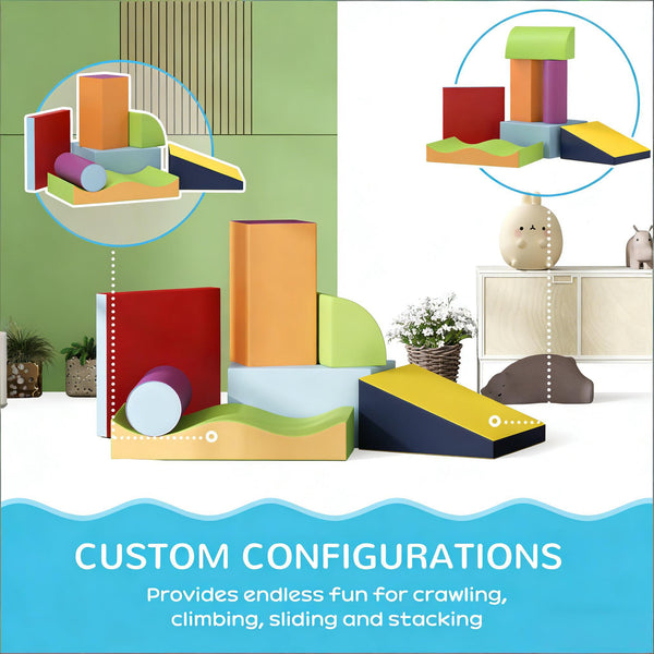 English Elm 7 Piece Foam Climbing Play Set for Toddlers Crawl Balance and Motor Skill Building T3971P440521