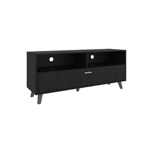 English Elm Tv Stand Black Wengue – Compact 1 Door TV Console with 2 Open Shelves, Engineered Wood, Modern Durable Design B097P350289