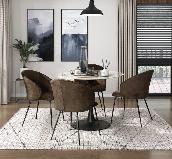 English Elm Brown Velvet Upholstered Dining Side Chair Set with Sleek Powder Coated Metal Legs Brown B011P243655