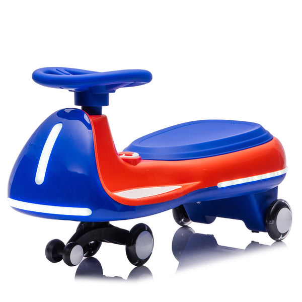 English Elm 12v Kids Ride on Wiggle Car with Dual Motors Led Wheels Bluetooth and Triangular Frame Blue,Red W1578P390176