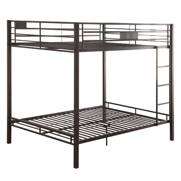 English Elm Sandy Black Double Queen Bunk Bed - Sleek Metal Design With Built-In Ladder & Safety Guard Rail B062S00465-GIGA