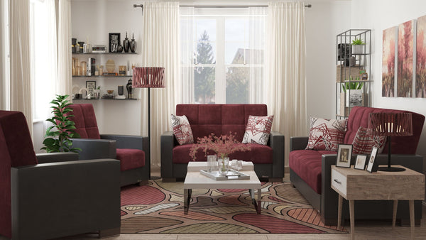 English Elm Primenest Nimbusflow Convertible Armchair With Hidden Storage - Stylish Burgundy/Black Pu Comfort B030P286182-GIGA