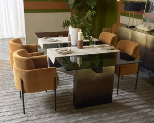 Sunpan Calvosa Dining Table Base with Ombre Design - Captivating Dark Bronze & Dark Walnut Finish