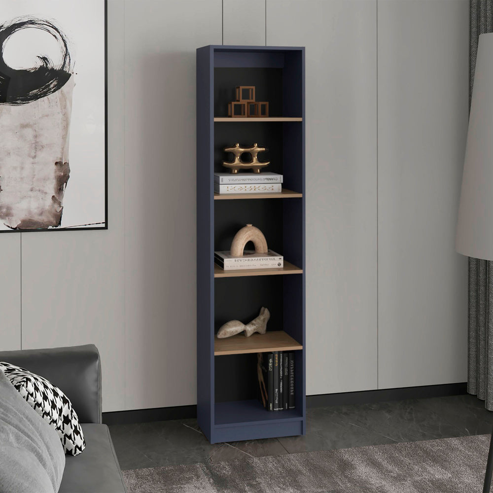 English Elm Home Xs Slim Five Shelf Vertical Bookcase for Narrow Bedrooms Offices and Living Spaces B070P391786