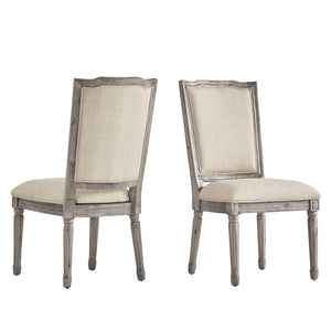 Homelegance By Top-Line Mayer Ornate Linen and Wood Dining Chairs (Set of 2) Beige Rubberwood