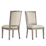 Mayer Ornate Linen and Wood Dining Chairs (Set of 2)