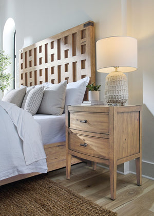 Hooker Furniture Vineyard Pecky Hickory Two-Drawer Nightstand In Sonoma Finish — Felt-Lined Drawer, Cord Clip, Rustic Charm 6952-90016-80