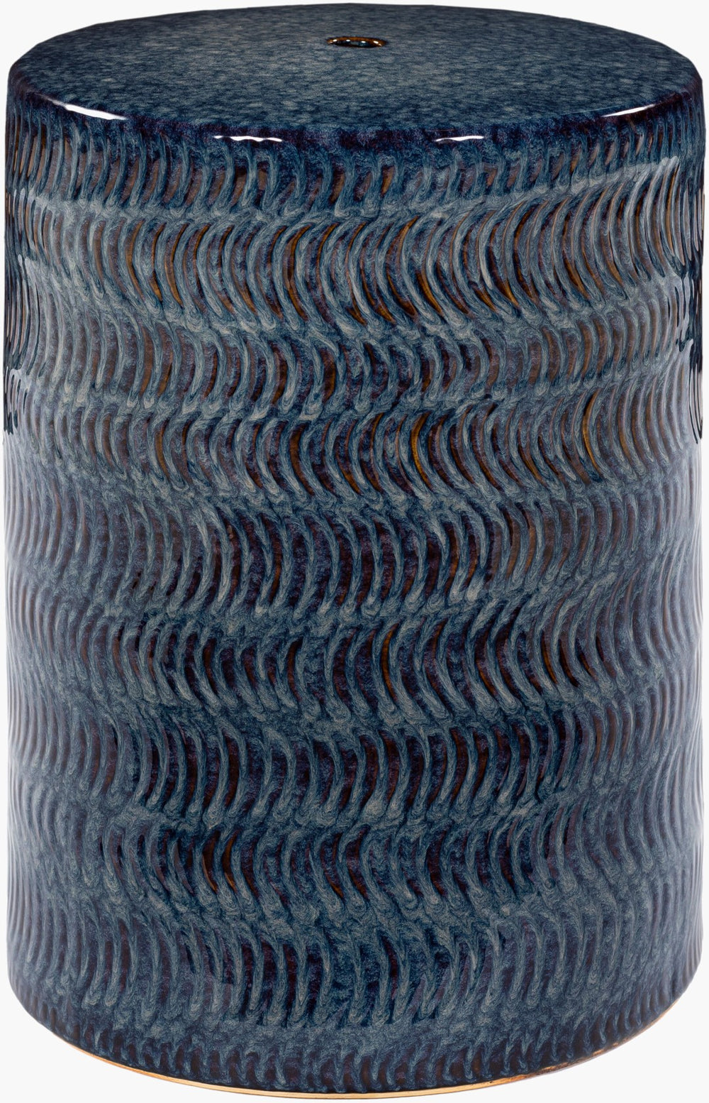 Surya Faith 18" Ceramic Garden Stool - Stylish Outdoor Accent For Your Patio Or Backyard Decor! Top, Blue,Base, Blue Ceramic,Ceramic Fah-001