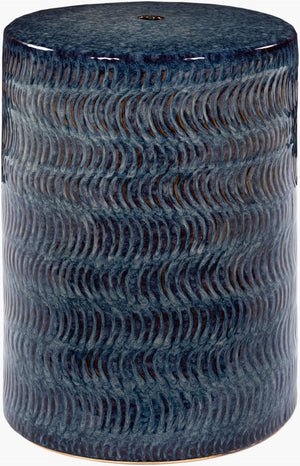 Surya Faith 18" Ceramic Garden Stool - Stylish Outdoor Accent For Your Patio Or Backyard Decor! Top, Blue,Base, Blue Ceramic,Ceramic Fah-001