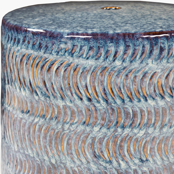 Surya Faith 18" Ceramic Garden Stool - Stylish Outdoor Accent For Your Patio Or Backyard Decor! Top, Blue,Base, Blue Ceramic,Ceramic Fah-001