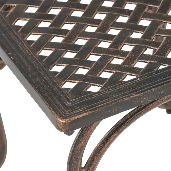 English Elm Laughlin Cast Aluminum Outdoor End Tables Antique Copper Patina Old World Patio Set 54043.00