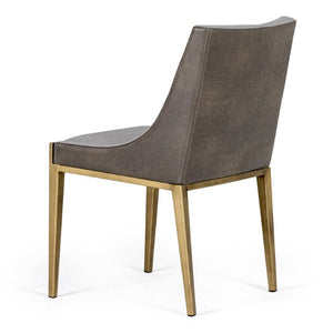 VIG Furniture Fairview Plush Grey & Brass Dining Chair With Channel Tufting, Vegan Pu Back & Curved Armrests VGGA-6947CH-GRY-B-DC