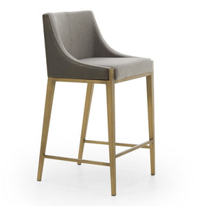 VIG Furniture Fairview Contemporary Grey & Antique Brass Counter Stool With High-Res Foam, Durable Pu Upholstery, 26.5" Seat Height VGGA-6947CH-C-GRY-CS