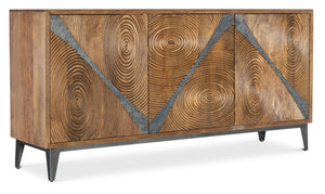 Hooker Furniture Commerce Vortex Credenza With Mango Wood, Slate Inlay & Iron Base — Tv Console, Buffet Storage 7228-85076-85