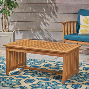English Elm Christopher Knight Home® - CASA Acacia Coffee Table for Outdoor Patios — Stained Treated Wood, Compact Yet Spacious 40"W Brown+Antique Bronze 63307.00
