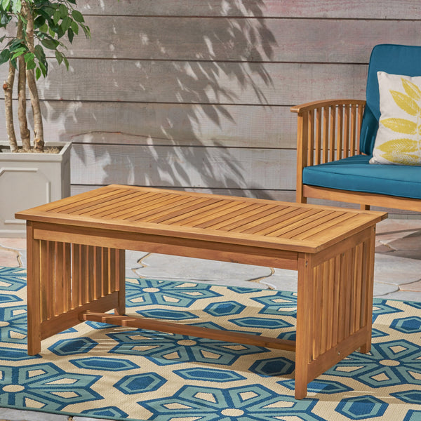 English Elm Christopher Knight Home® - CASA Acacia Coffee Table for Outdoor Patios — Stained Treated Wood, Compact Yet Spacious 40"W Brown+Antique Bronze 63307.00