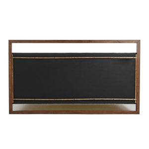 VIG Furniture California King Falcor Bed — Mid-Century Modern Walnut Veneer Frame With Button-Tufted Grey Upholstery, 440 Lb Capacity, 6" Clearance VGMABR-107-BED-CK