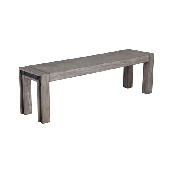 Alpine Furniture Fallon Solid Pine Dining Bench with Faux Metal Bolt Panels for Industrial Farmhouse Rooms 3394-03