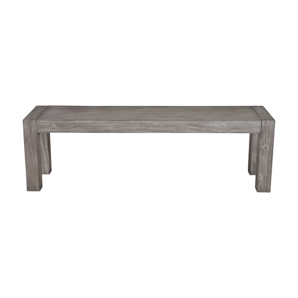 Fallon Solid Pine Dining Bench with Faux Metal Bolt Panels for Industrial Farmhouse Rooms
