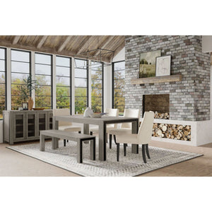 Alpine Furniture Fallon Solid Pine Dining Table with Industrial Faux Metal Accents for Loft Spaces 3394-01