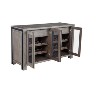 Fallon Rustic Pine Sideboard with Mesh Doors Wine Storage and Industrial Bolt Detail
