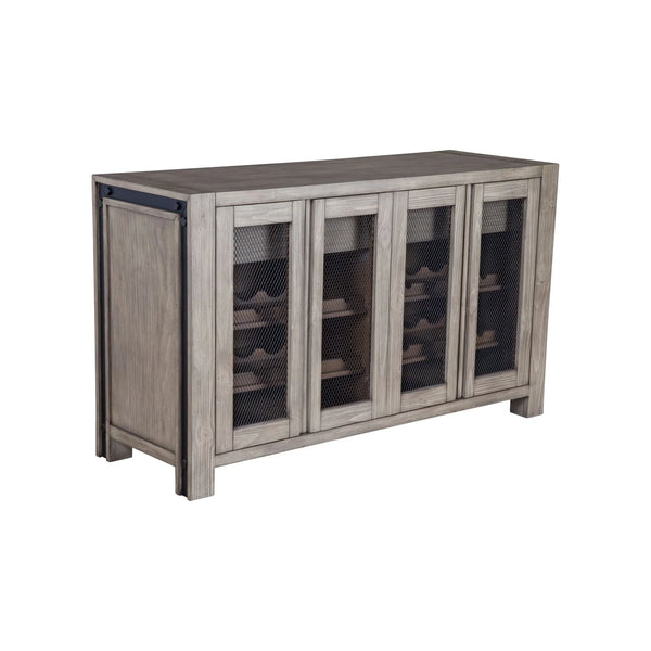 Fallon Rustic Pine Sideboard with Mesh Doors Wine Storage and Industrial Bolt Detail