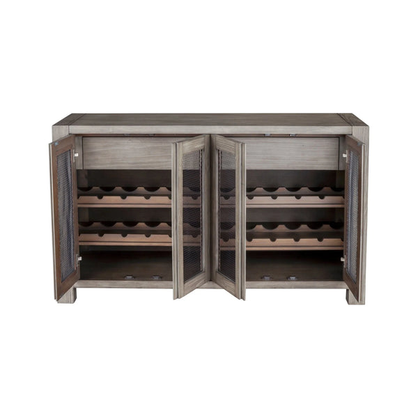 Fallon Rustic Pine Sideboard with Mesh Doors Wine Storage and Industrial Bolt Detail