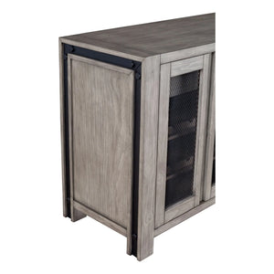 Fallon Rustic Pine Sideboard with Mesh Doors Wine Storage and Industrial Bolt Detail