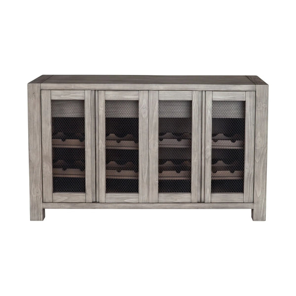Fallon Rustic Pine Sideboard with Mesh Doors Wine Storage and Industrial Bolt Detail