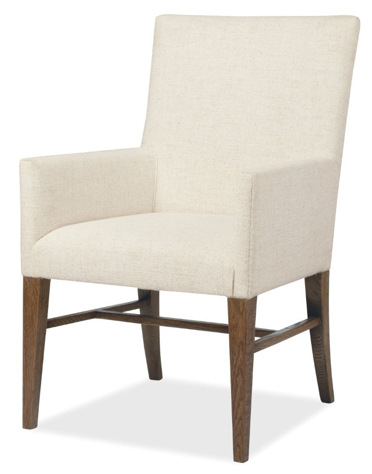 Hooker Furniture Driftwood Worn Saddle Upholstered Arm Chair — Rustic Transitional Dining Accent With Solid Wood Frame, Neutral Fabric Comfort 6820-75511-85