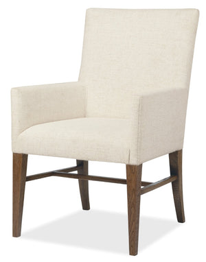 Hooker Furniture Driftwood Worn Saddle Upholstered Arm Chair — Rustic Transitional Dining Accent With Solid Wood Frame, Neutral Fabric Comfort 6820-75511-85