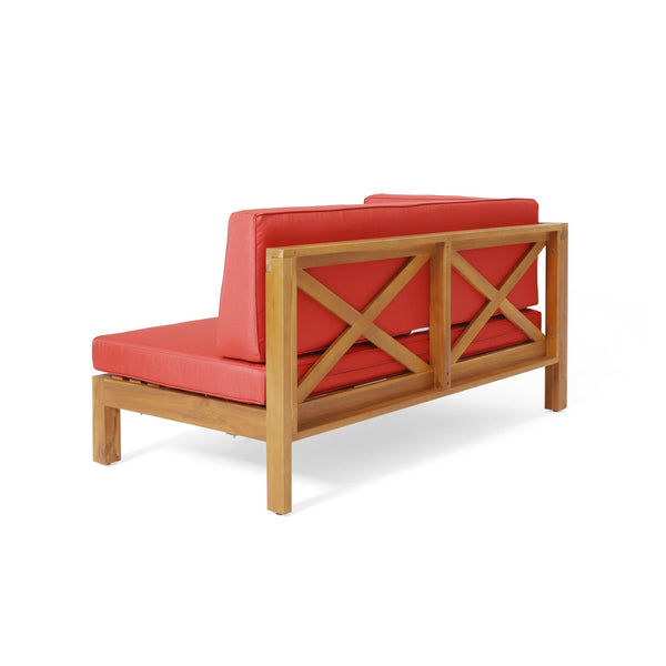 English Elm Christopher Knight Home® - Brava X-Back Left Corner Bench Set For Stylish Indoor/Outdoor Comfort - Durable Acacia Wood Design 57967.00RED2