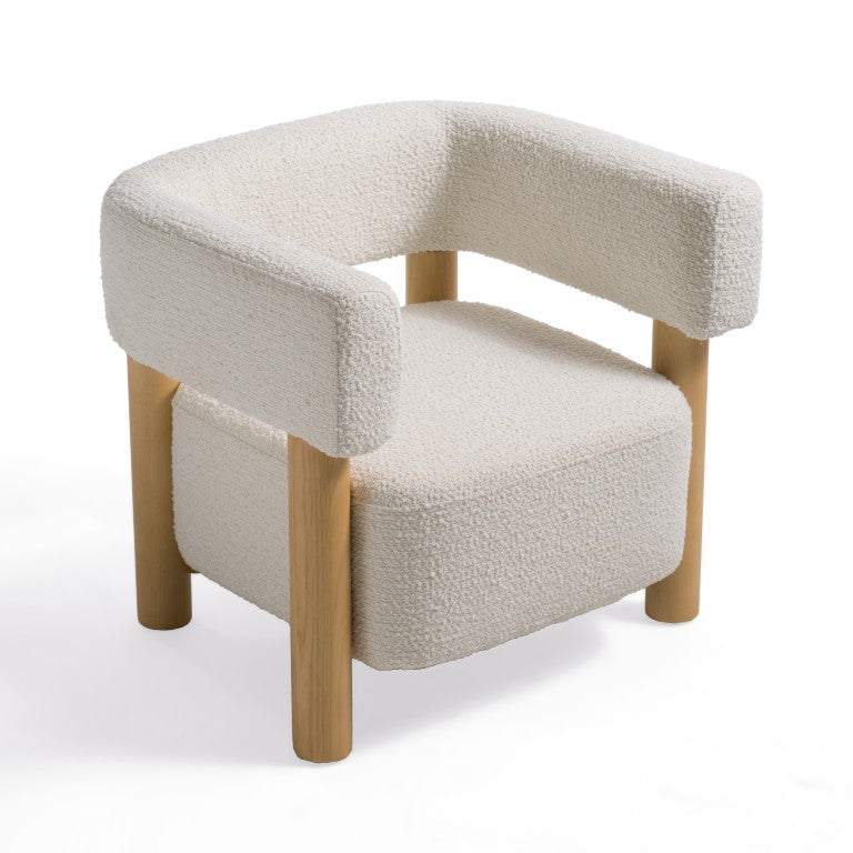 VIG Furniture Fang Modern White Fabric Accent Chair With Beech Wood Legs, Scandi Comfort, No Assembly Required VGEUMC-7114LC-AW-WHT