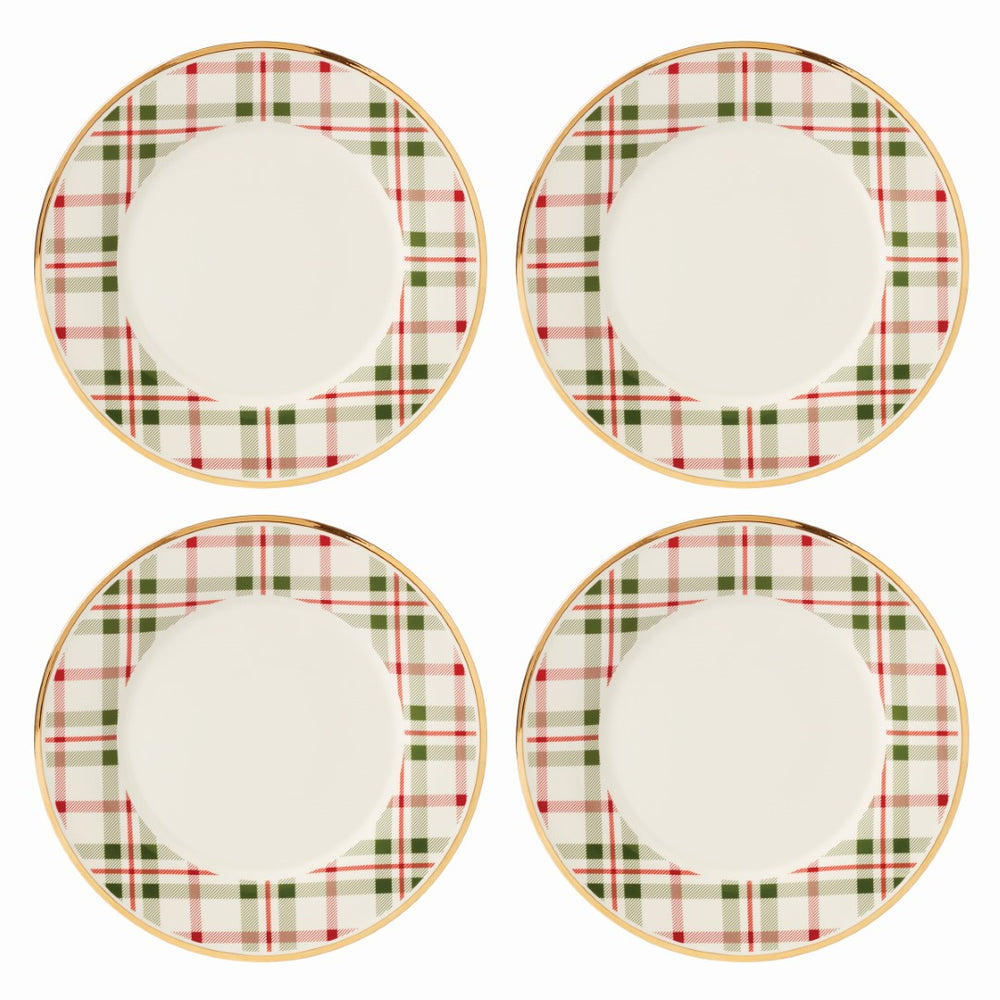Lenox Holiday Plaid Dinner Plates, Set of 4 Red & Green, IVORY PORCELAIN 894966