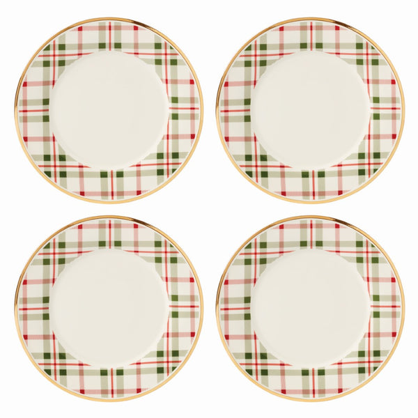 Lenox Holiday Plaid Dinner Plates, Set of 4 Red & Green, IVORY PORCELAIN 894966