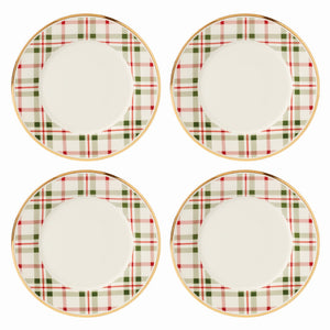 Lenox Holiday Plaid Dinner Plates, Set of 4 Red & Green, IVORY PORCELAIN 894966