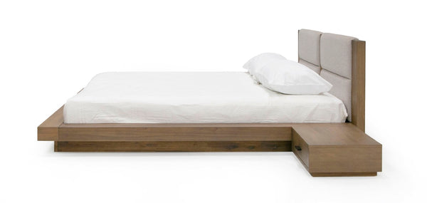 VIG Furniture Queen Nova Domus Fantasia Solid Acacia Bed With Upholstered Grey Headboard & 2 Felt-Lined Nightstands VGWDHL-W01-01-BED-2NS-LTWLT-Q
