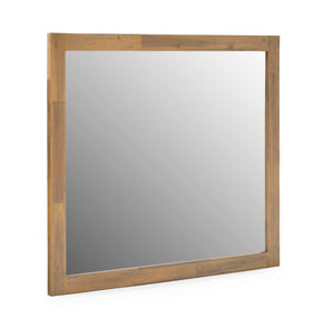 VIG Furniture Fantasia Solid Acacia Walnut Mirror — 33.86" X 39.76" Sleek Contemporary Accent With Durable Craftsmanship VGWDHL-W04-MIR-LTWLT