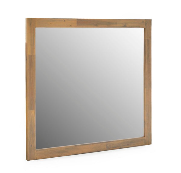 VIG Furniture Fantasia Solid Acacia Walnut Mirror — 33.86" X 39.76" Sleek Contemporary Accent With Durable Craftsmanship VGWDHL-W04-MIR-LTWLT