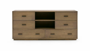 VIG Furniture Fantasia Solid Acacia Walnut Dresser With 6 Felt-Lined Drawers, Open Cubbies & Soft-Close Glides VGWDHL-W03-DRS-LTWLT