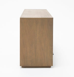 VIG Furniture Fantasia Solid Acacia Walnut Dresser With 6 Felt-Lined Drawers, Open Cubbies & Soft-Close Glides VGWDHL-W03-DRS-LTWLT