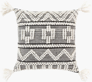 Surya Faroe 18" Rustic Charm Accent Pillow - Eco-friendly, Durable, Cozy Decor For Your Home Space Black Recycled Pet Yarn,Cotton,Cotton Fao001-2222