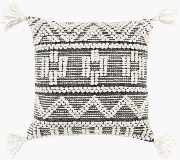 Surya Faroe 18" Rustic Charm Accent Pillow - Eco-friendly, Durable, Cozy Decor For Your Home Space Black Recycled Pet Yarn,Cotton,Cotton Fao001-2222