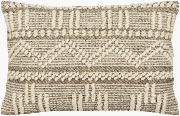 Livabliss Faroe Handcrafted Wool Cotton Lumbar Pillow Woven Texture for Cottage Interiors FAO002-1422